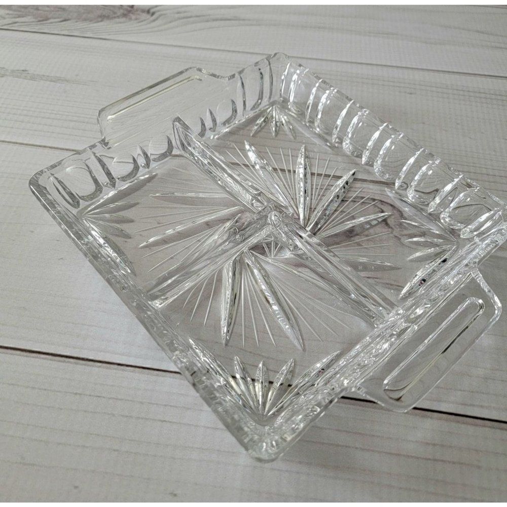 3 Section Crystal Dish Butter Dish‎ - Picture 3 of 12